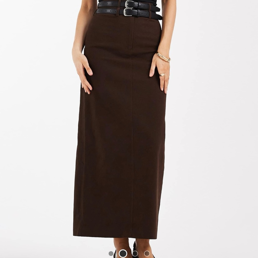 ASOS Dark Brown Maxi Skirt with High Waist